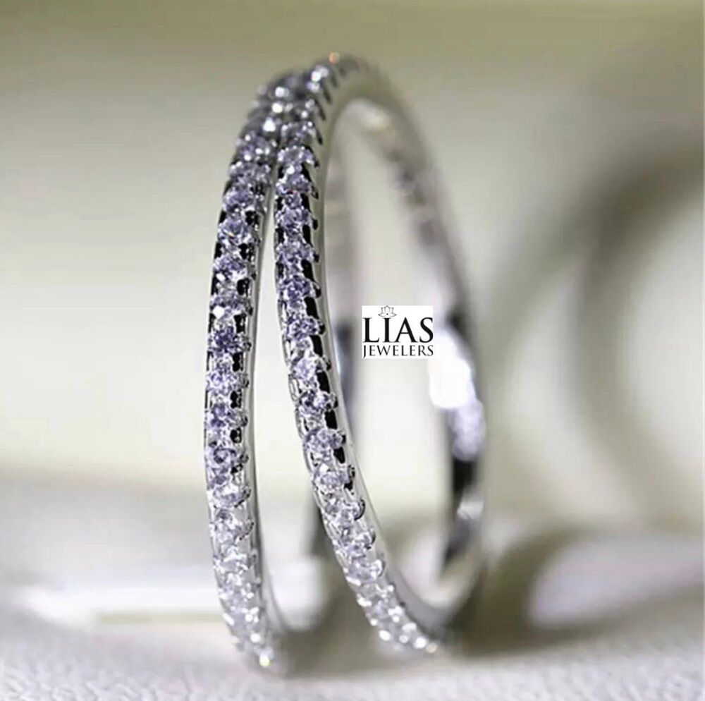 2 new 18k white gold wedding rings bands